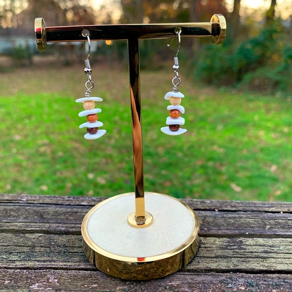 Hand Crafted Jewelry - 🐚NEW Handmade Puka Shell & Wood Earrings🐚